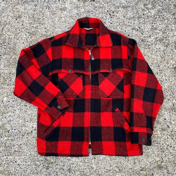 Vintage 1950s Campus Outerwear Mackinaw Red Buffalo Plaid